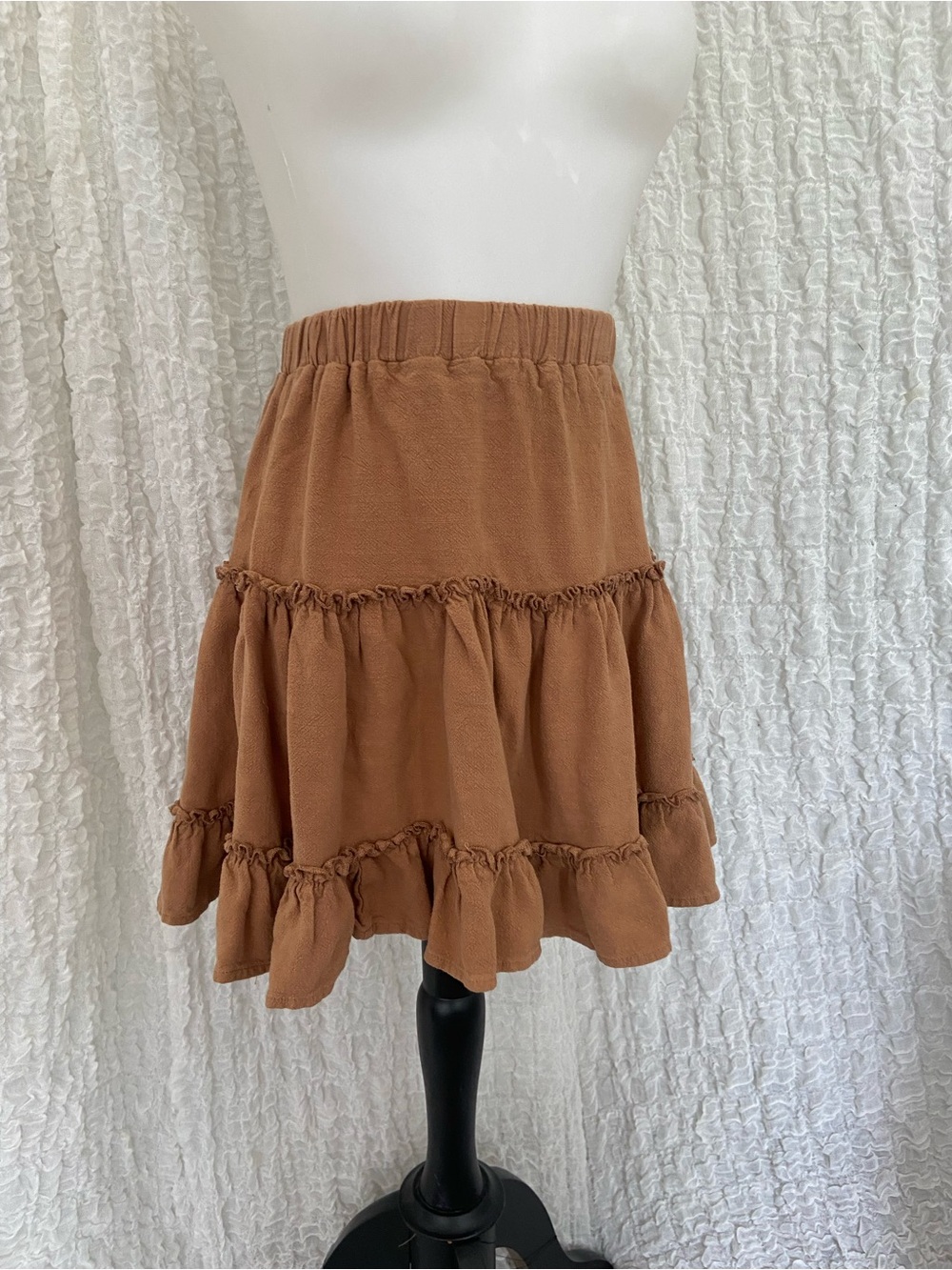 Grace Rust Brown Tiered Ruffle Mini Skirt